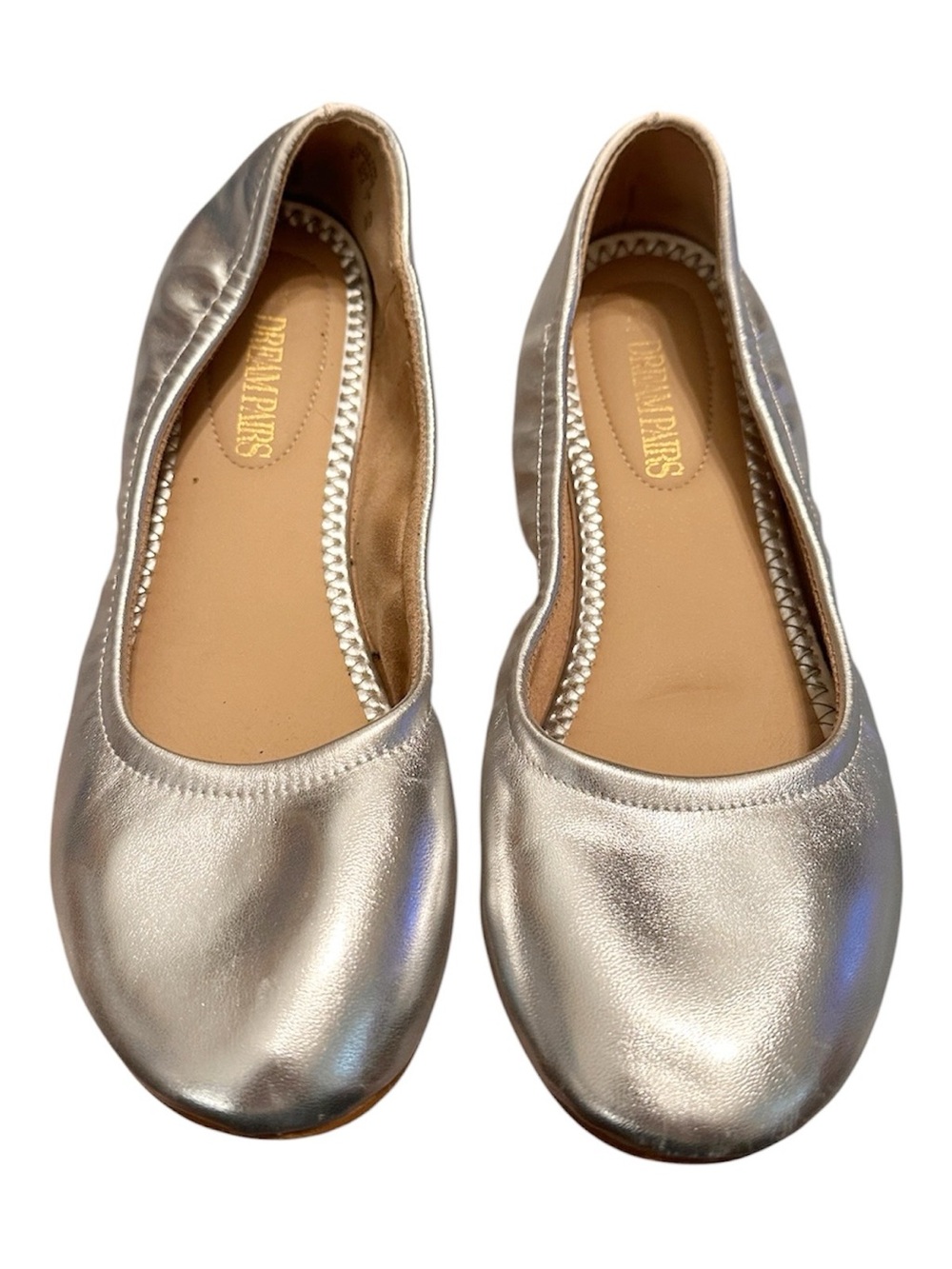 Dream Pairs Metallic Silver Slip-On Ballet Flats